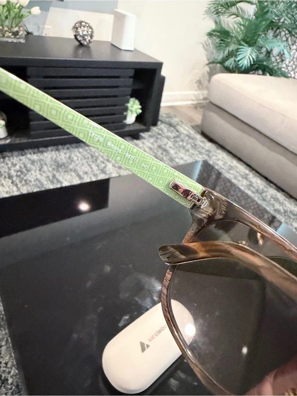 Liz Claiborne Tortoiseshell Frame Sunglasses with Green Temples